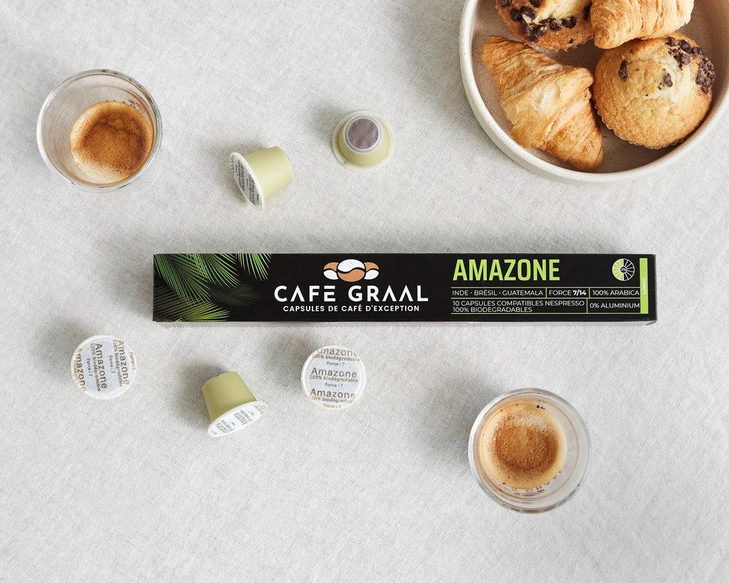 100% biodegradable coffee capsule Amazone Lungo 8/10ct