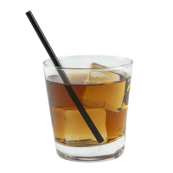 Straw paper Cocktail 6" Unwr Black  40/250ea 151mm x 5mm