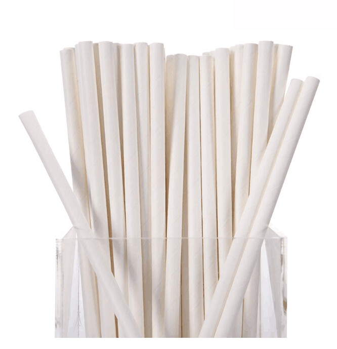 Straw paper white 8'' unwr. 40/250ea 202 x 8mm