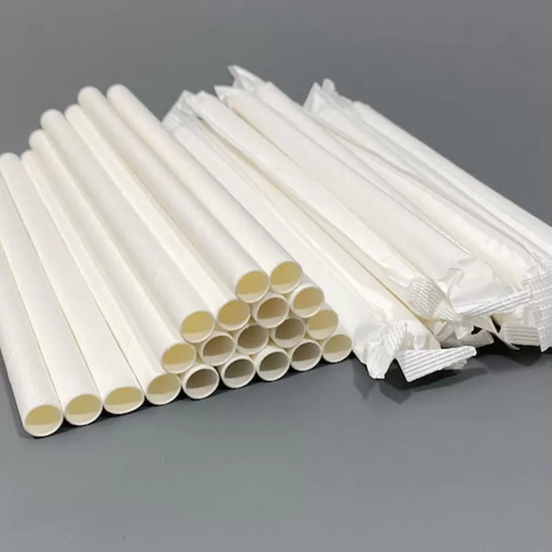 Straw paper BOBA 4 ly 8.5'' unwrapped white, flat bottom 20/100ct