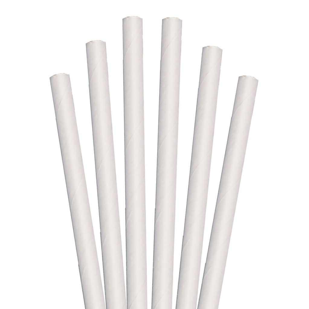 Straw paper colossal 8.5'' 215*10mm wrapped, white 20/100ct