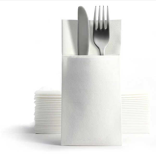 White airlaid dinner napkins with pocket 40*40cm 20/50ct