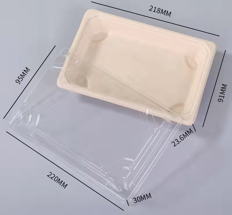 NGYJ-11 Sushi Tray w/ LID, nat. color 257*185*23.6mm 6/50