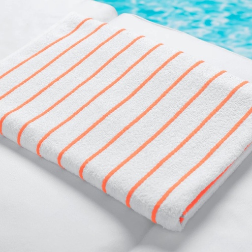 35x68 POOL TOWEL WHITE/ORANGE RITZ HORIZONTAL STRIPE 15#/DZ 25EA/CS