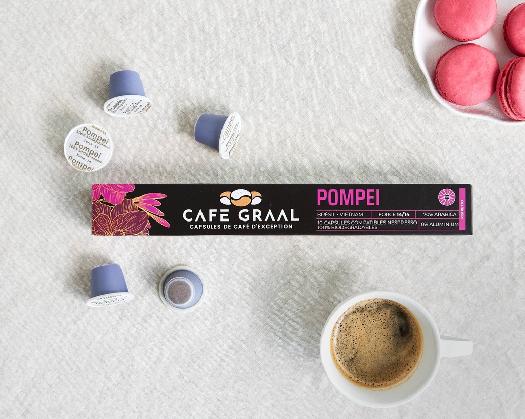 100% biodegradable coffee capsule Pompei Ristretto 8/10ct