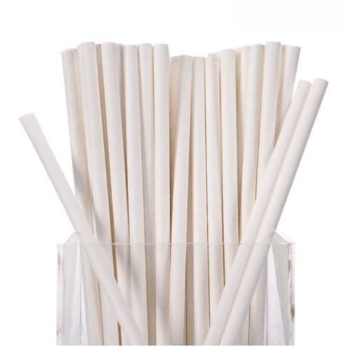 [10806] Straw paper white 8'' unwr. 40/250ea 202 x 8mm