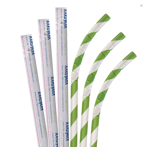 [61820001] XJumbo Straw Flex 7.75'' strip Green 8/400 wrapped 3.2m