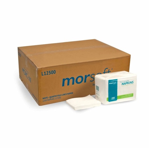 [MOR1250] Morsoft 1/4 folded lunch napkin 1-ply 11''x13'' white 12/500ct