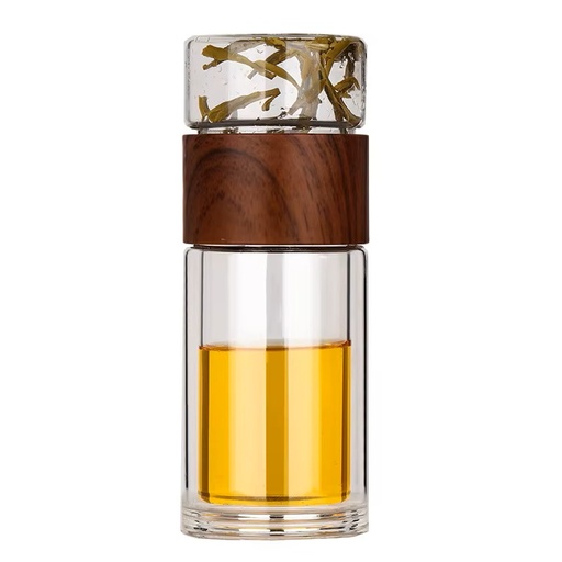 [ILCHAR100] Double wall thermos glass tea bottle with stainless Steel Infuser IL-CHA